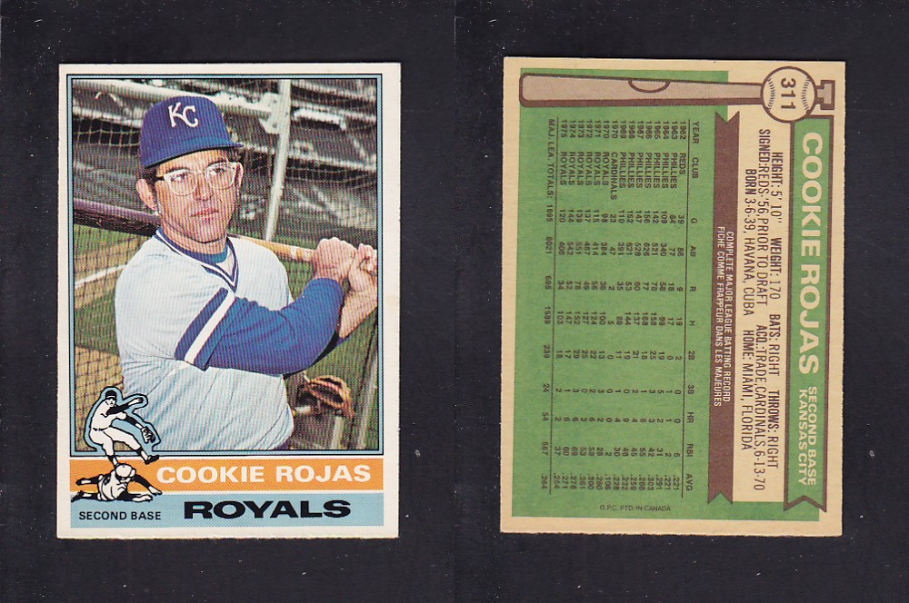 1976 O-PEE-CHEE BASEBALL CARD #311 C. ROJAS photo 1976 O-PEE-CHEE BASEBALL CARD #311 C. ROJAS photo