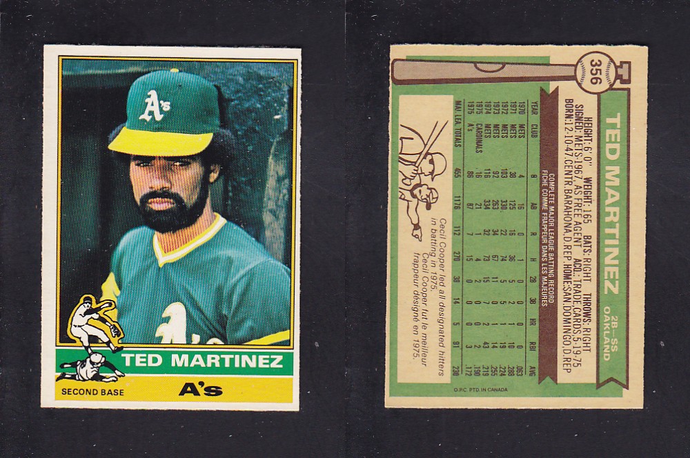 1976 O-PEE-CHEE BASEBALL CARD #356 T. MARTINEZ photo 1976 O-PEE-CHEE BASEBALL CARD #356 T. MARTINEZ photo