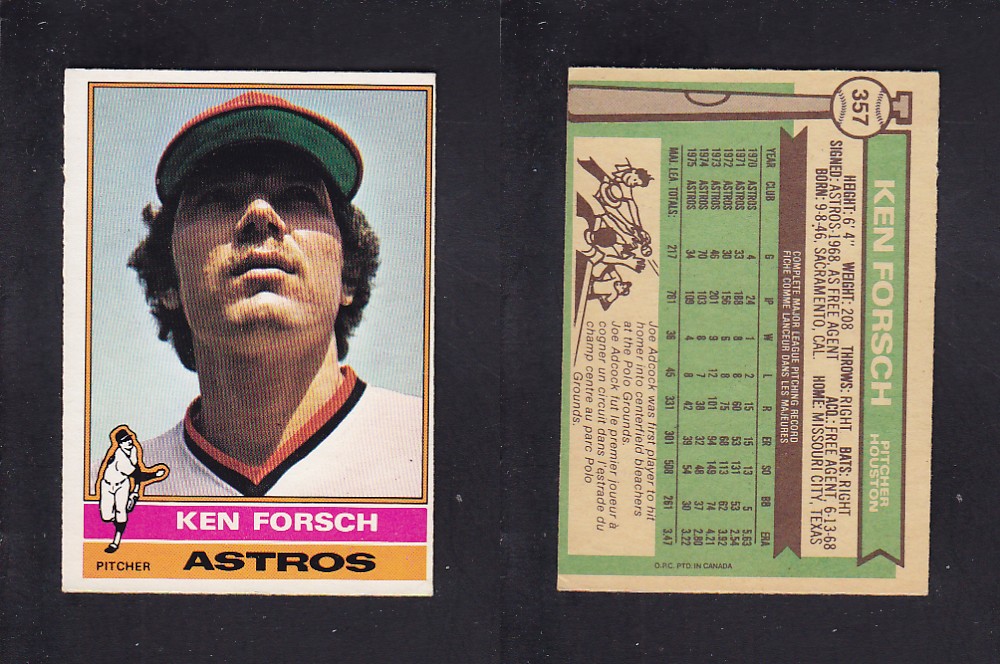 1976 O-PEE-CHEE BASEBALL CARD #357 K. FORSCH photo 1976 O-PEE-CHEE BASEBALL CARD #357 K. FORSCH photo