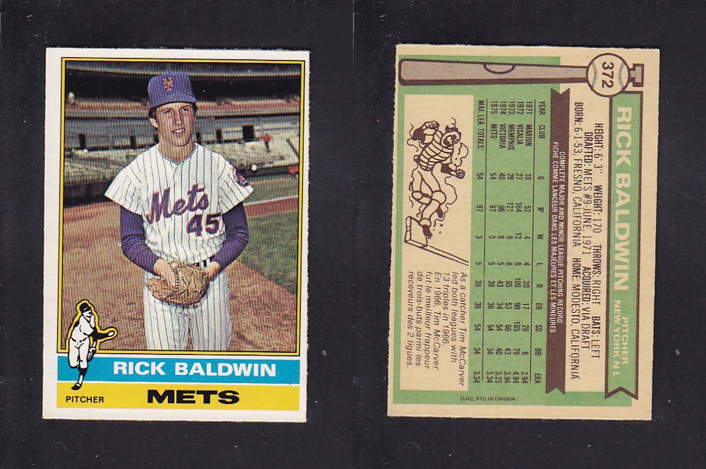 1976 O-PEE-CHEE BASEBALL CARD #372 R. BALDWIN photo 1976 O-PEE-CHEE BASEBALL CARD #372 R. BALDWIN photo