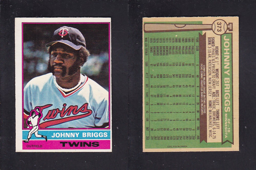 1976 O-PEE-CHEE BASEBALL CARD #373 J. BRIGGS photo 1976 O-PEE-CHEE BASEBALL CARD #373 J. BRIGGS photo