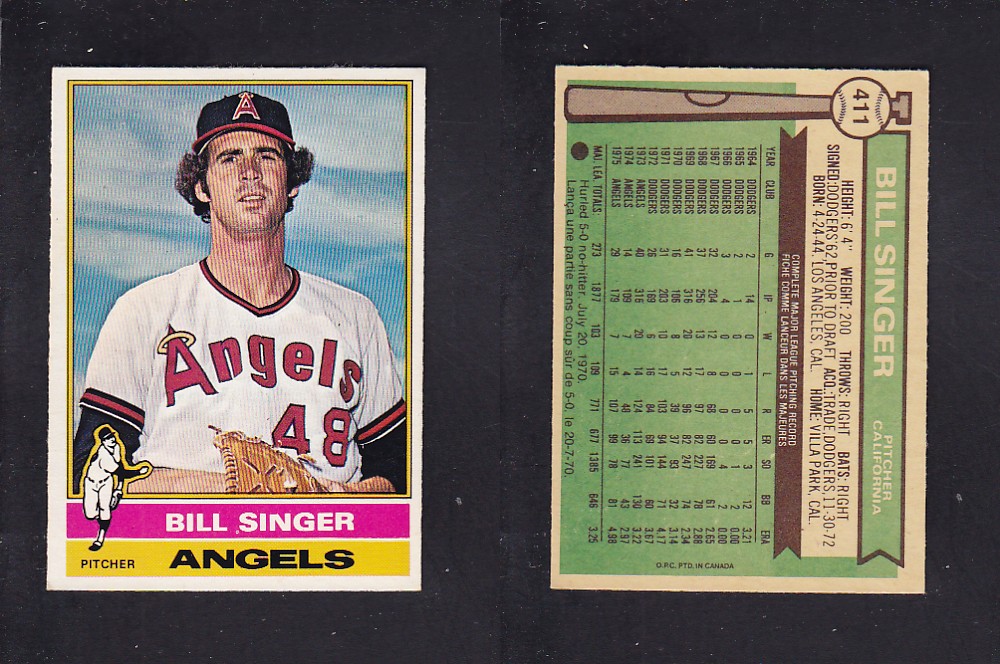 1976 O-PEE-CHEE BASEBALL CARD #411 B. SINGER photo