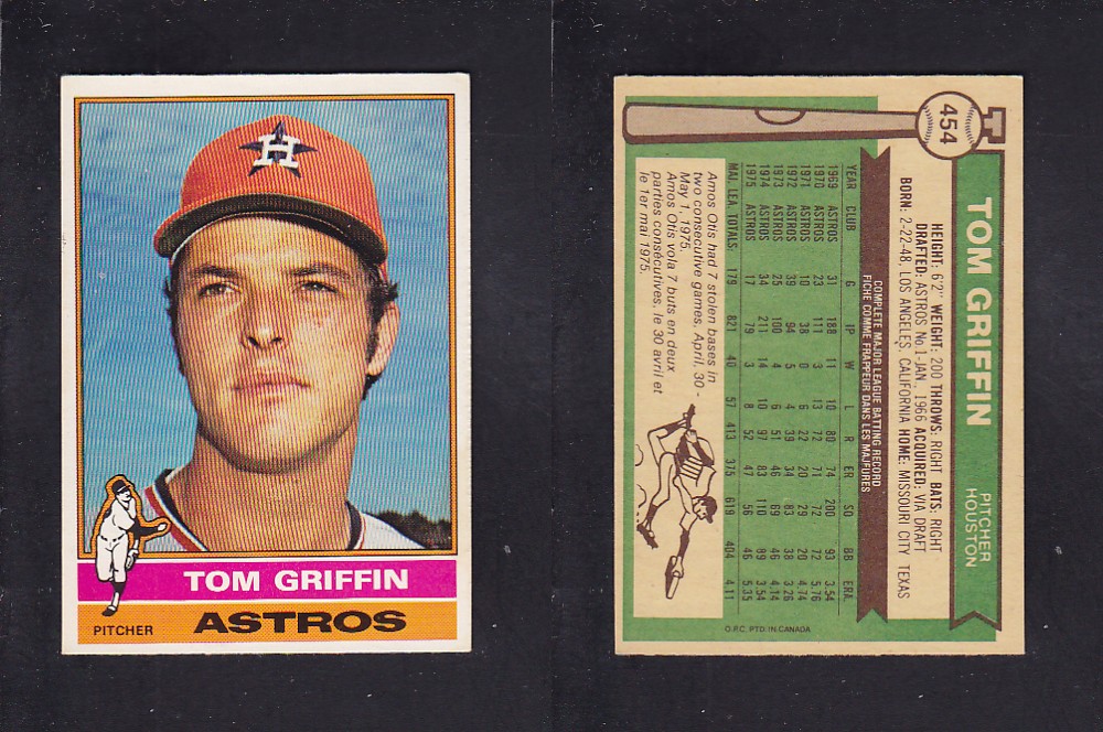 1976 O-PEE-CHEE BASEBALL CARD #454 T. GRIFFIN photo 1976 O-PEE-CHEE BASEBALL CARD #454 T. GRIFFIN photo