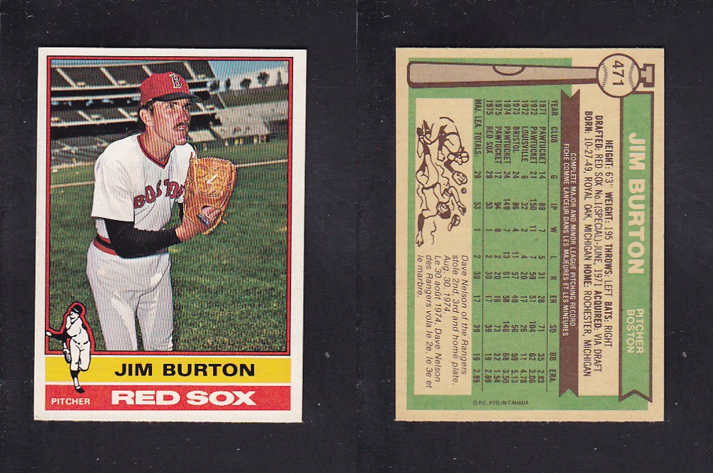 1976 O-PEE-CHEE BASEBALL CARD #471 J. BURTON photo