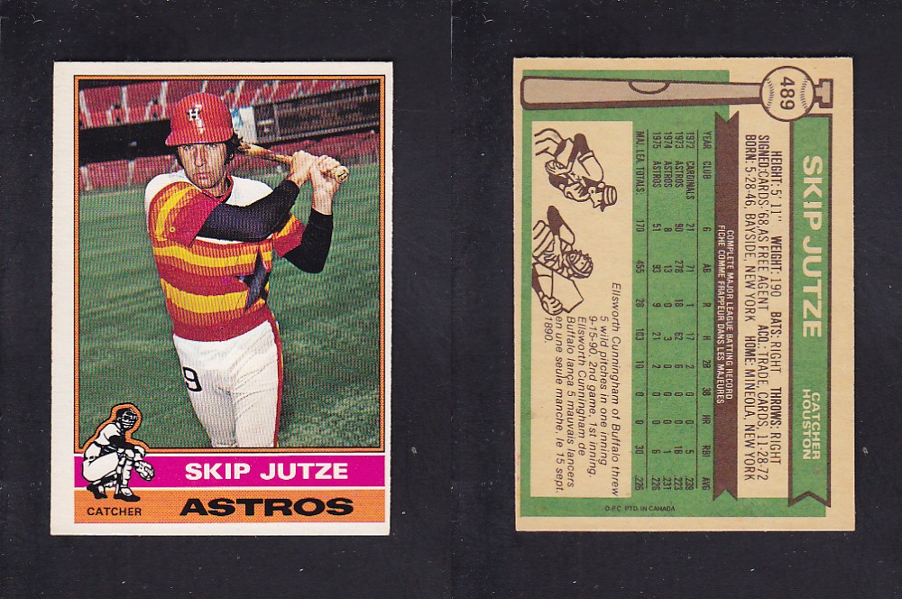 1976 O-PEE-CHEE BASEBALL CARD #489 S. JUTZE photo