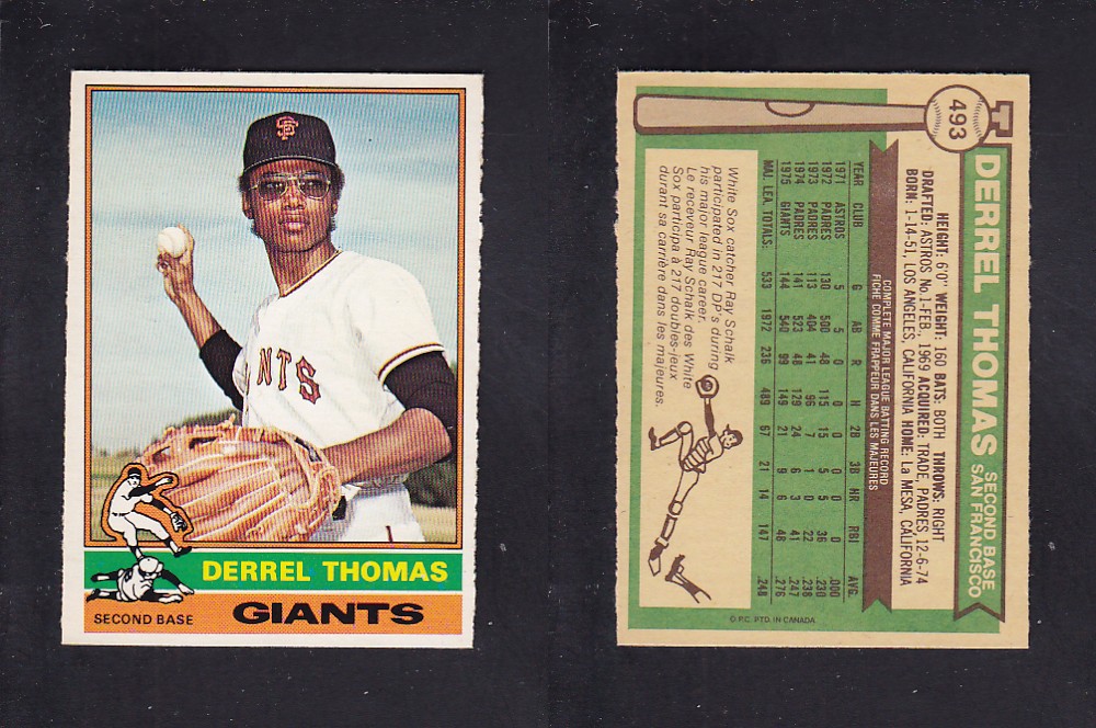 1976 O-PEE-CHEE BASEBALL CARD #493 D. THOMAS photo