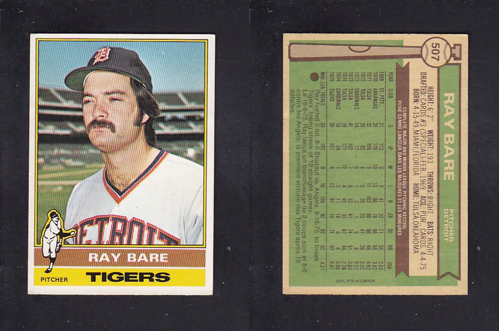 1976 O-PEE-CHEE BASEBALL CARD #507 R. BARE photo