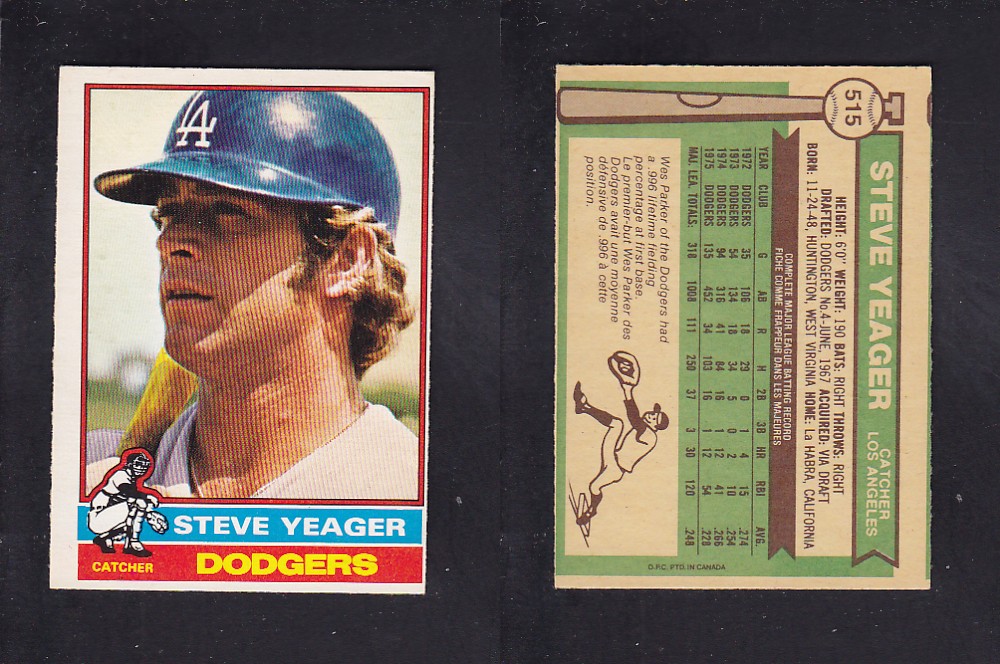 1976 O-PEE-CHEE BASEBALL CARD #515 S. YEAGER photo