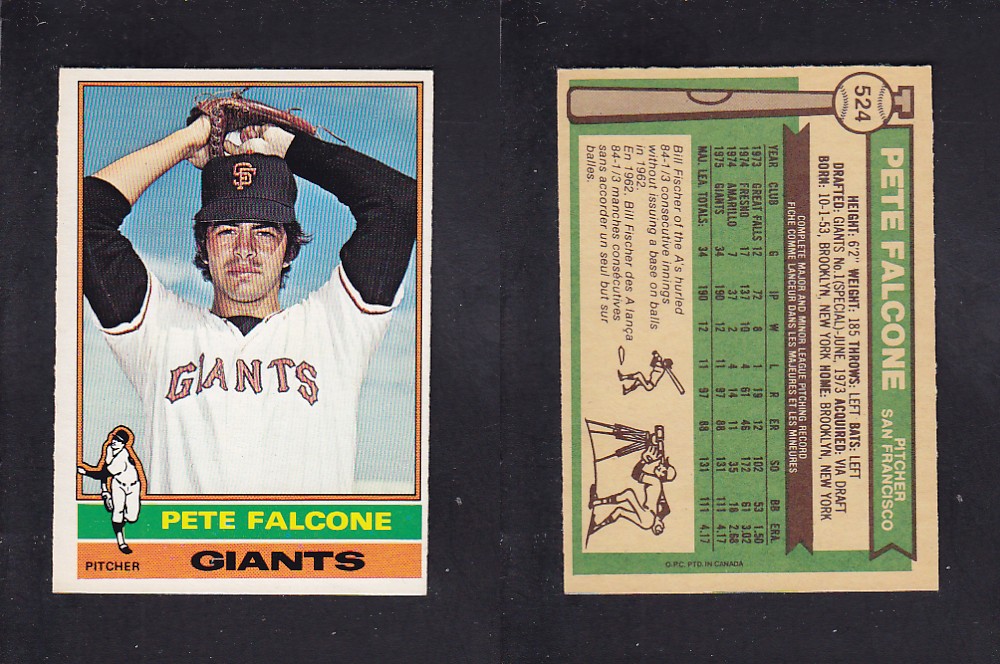 1976 O-PEE-CHEE BASEBALL CARD #524 P. FALCONE photo