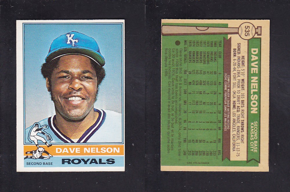 1976 O-PEE-CHEE BASEBALL CARD #535 D. NELSON photo 1976 O-PEE-CHEE BASEBALL CARD #535 D. NELSON photo