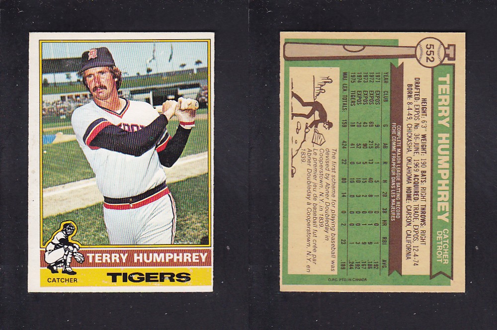 1976 O-PEE-CHEE BASEBALL CARD #552 T. HUMPHREY photo 1976 O-PEE-CHEE BASEBALL CARD #552 T. HUMPHREY photo