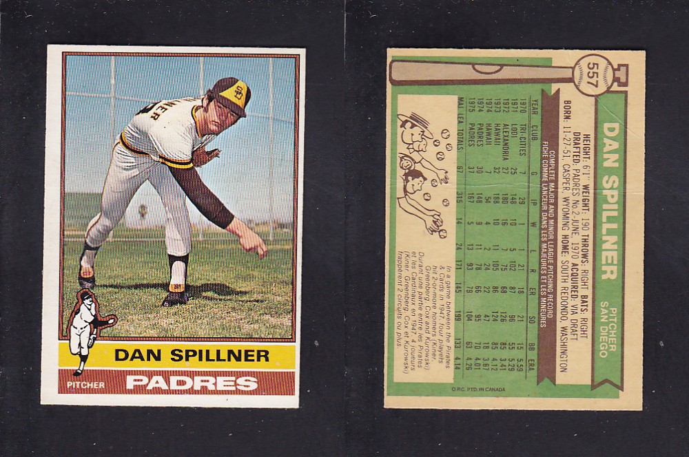 1976 O-PEE-CHEE BASEBALL CARD #557 D. SPILLNER photo 1976 O-PEE-CHEE BASEBALL CARD #557 D. SPILLNER photo