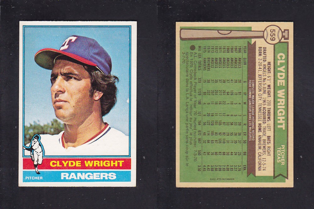 1976 O-PEE-CHEE BASEBALL CARD #559 C. WRIGHT photo 1976 O-PEE-CHEE BASEBALL CARD #559 C. WRIGHT photo