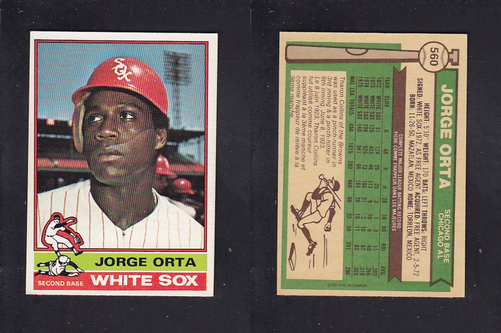 1976 O-PEE-CHEE BASEBALL CARD #560 J. ORTA photo