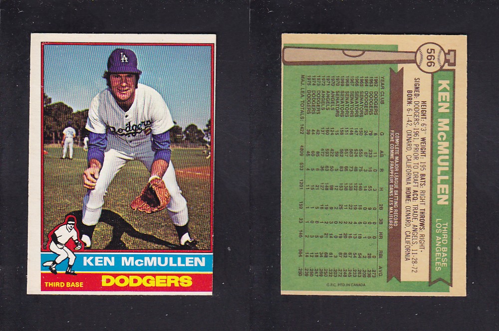 1976 O-PEE-CHEE BASEBALL CARD #566 K. McMULLEN photo