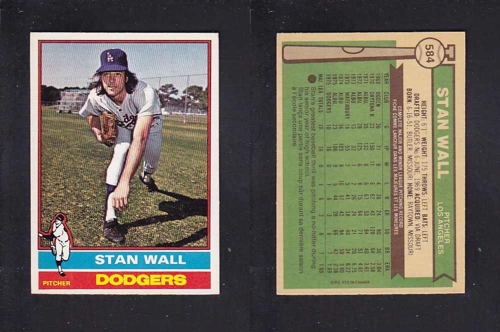 1976 O-PEE-CHEE BASEBALL CARD #584 S. WALL photo 1976 O-PEE-CHEE BASEBALL CARD #584 S. WALL photo