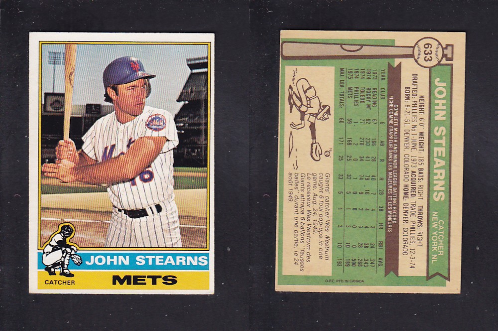 1976 O-PEE-CHEE BASEBALL CARD #633 J. STEARNS photo 1976 O-PEE-CHEE BASEBALL CARD #633 J. STEARNS photo