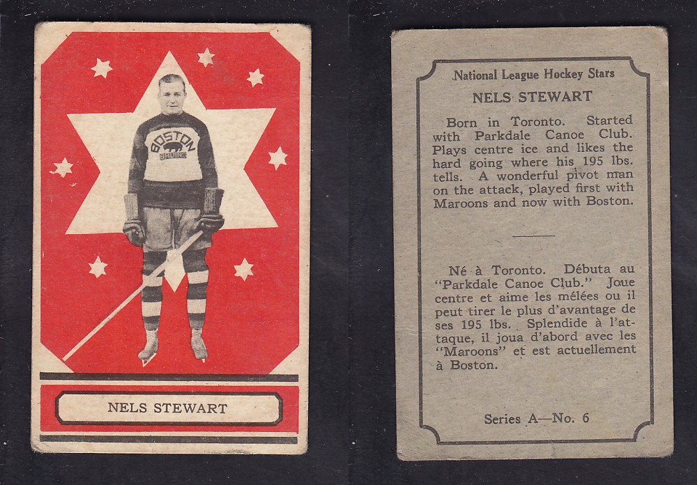 1933-34 O-PEE-CHEE HOCKEY CARD SER. A #6 N. STEWART photo 1933-34 O-PEE-CHEE HOCKEY CARD SER. A #6 N. STEWART photo