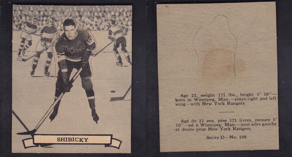 1936-37 O-PEE-CHEE HOCKEY CARD SER. D #109 A. SHIBICKY photo 1936-37 O-PEE-CHEE HOCKEY CARD SER. D #109 A. SHIBICKY photo