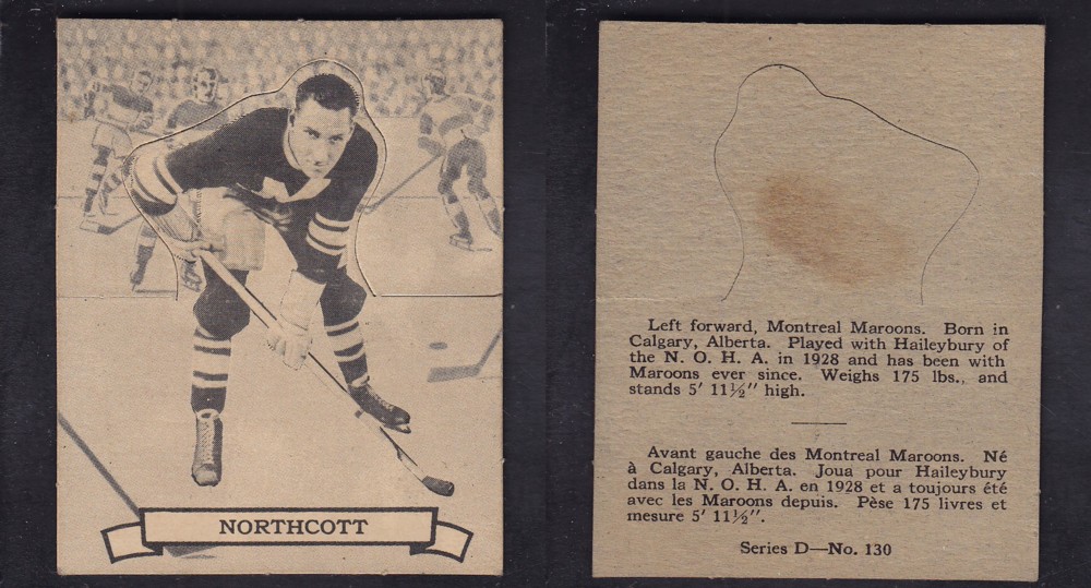 1936-37 O-PEE-CHEE HOCKEY CARD SER. D #130 B. NORTHCOTT photo 1936-37 O-PEE-CHEE HOCKEY CARD SER. D #130 B. NORTHCOTT photo