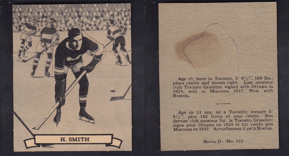1936-37 O-PEE-CHEE HOCKEY CARD SER. D #132 H. SMITH photo 1936-37 O-PEE-CHEE HOCKEY CARD SER. D #132 H. SMITH photo