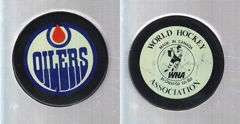 1978-79 WHA BILTRITE B3 EDMONTON OILERS GAME PUCK photo