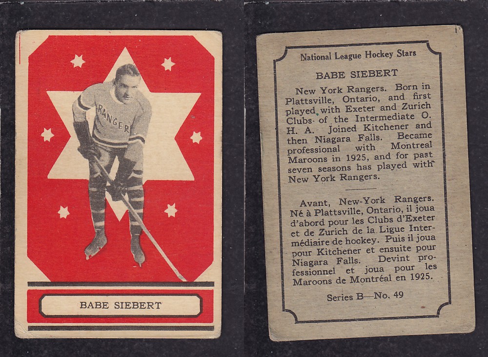 1933-34 O-PEE-CHEE HOCKEY CARD #49 B. SIEBERT photo 1933-34 O-PEE-CHEE HOCKEY CARD #49 B. SIEBERT photo