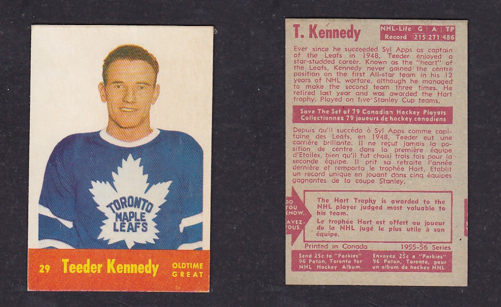 1955-56 PACK HURTS HOCKEY CARD #29 T. KENNEDY photo 1955-56 PACK HURTS HOCKEY CARD #29 T. KENNEDY photo