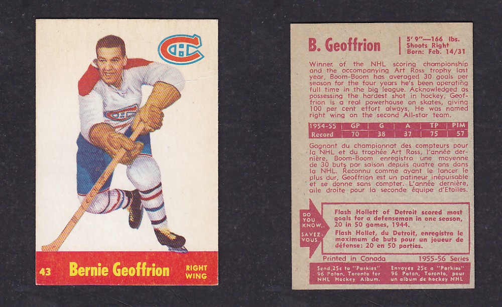 1955-56 PACK HURTS HOCKEY CARD #43 B. GEOFFRION photo 1955-56 PACK HURTS HOCKEY CARD #43 B. GEOFFRION photo