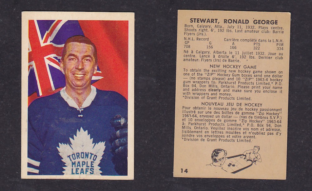 1963-64 PARKHURST HOCKEY CARD #14 R. STEWART photo 1963-64 PARKHURST HOCKEY CARD #14 R. STEWART photo