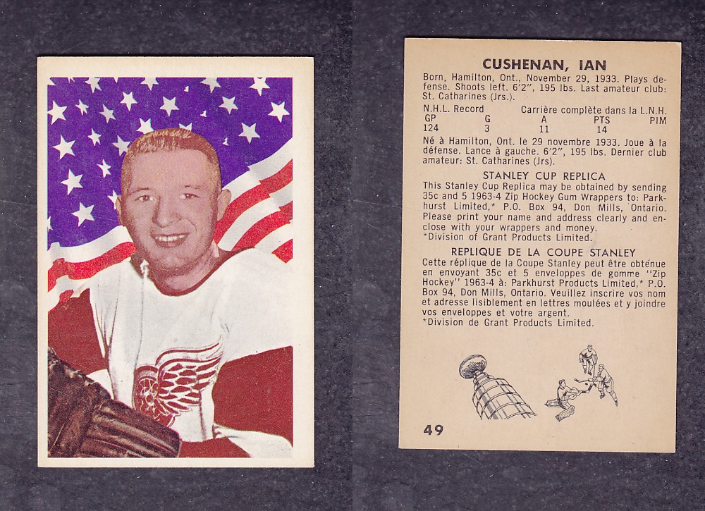 1963-64 PARKHURST HOCKEY CARD #49 I. CUSHENAN photo 1963-64 PARKHURST HOCKEY CARD #49 I. CUSHENAN photo