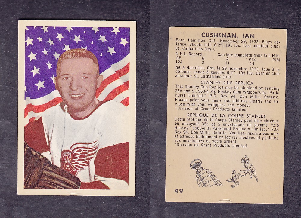 1963-64 PARKHURST HOCKEY CARD #49 I. CUSHENAN photo 1963-64 PARKHURST HOCKEY CARD #49 I. CUSHENAN photo