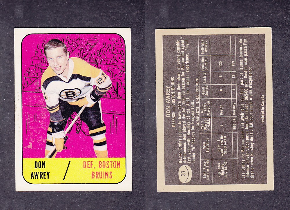 1967-68 TOPPS HOCKEY CARD #37 D. AWREY photo 1967-68 TOPPS HOCKEY CARD #37 D. AWREY photo
