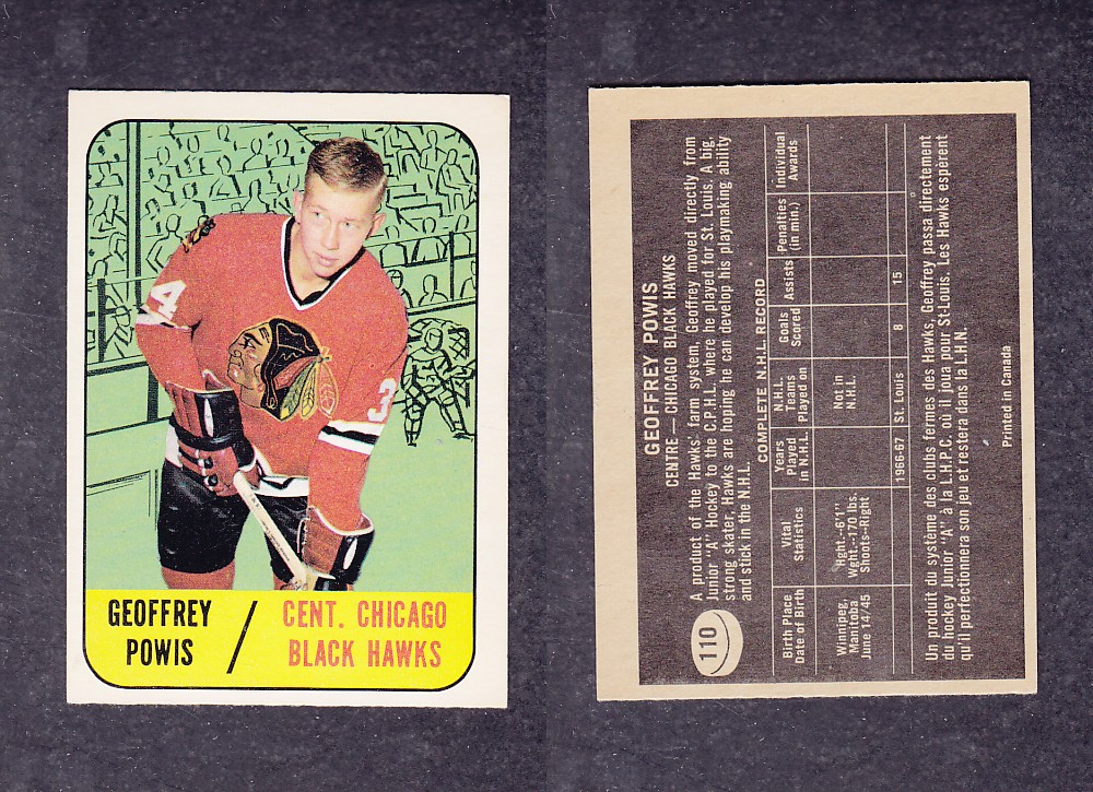 1967-68 TOPPS HOCKEY CARD #110 G. POWIS photo 1967-68 TOPPS HOCKEY CARD #110 G. POWIS photo