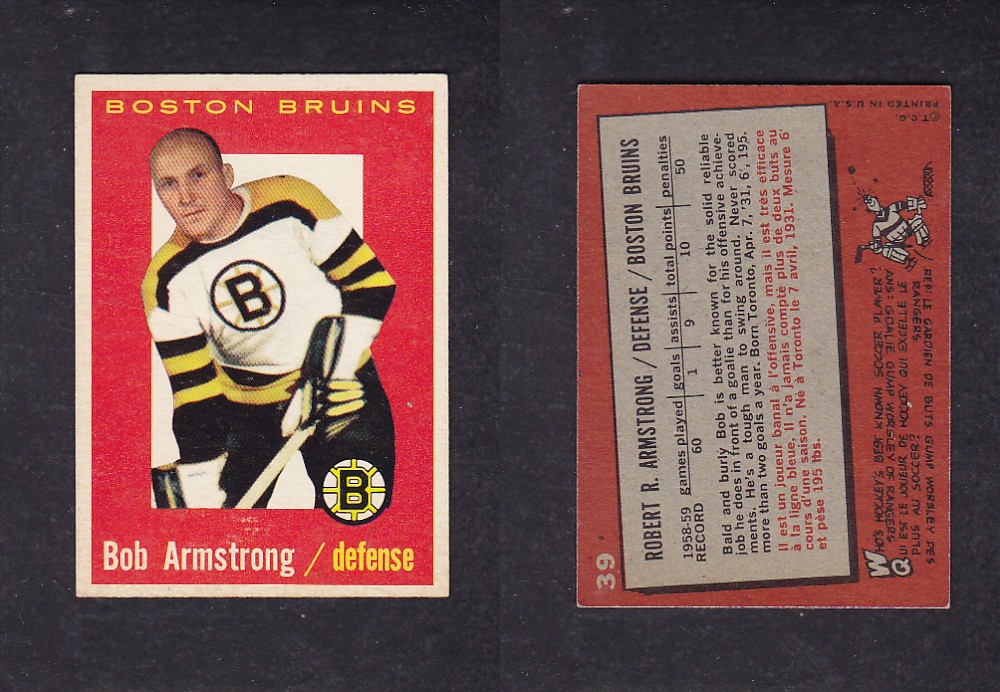 1959-60 TOPPS HOCKEY CARD #39 B. ARMSTRONG photo 1959-60 TOPPS HOCKEY CARD #39 B. ARMSTRONG photo