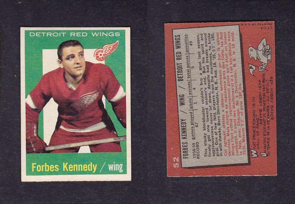 1959-60 TOPPS HOCKEY CARD #52 F. KENNEDY photo 1959-60 TOPPS HOCKEY CARD #52 F. KENNEDY photo