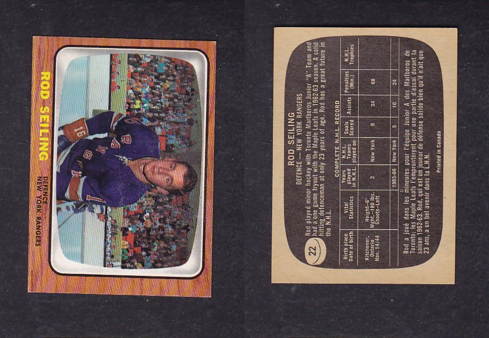 1966-67 TOPPS HOCKEY CARD #22 R. SEILING photo 1966-67 TOPPS HOCKEY CARD #22 R. SEILING photo
