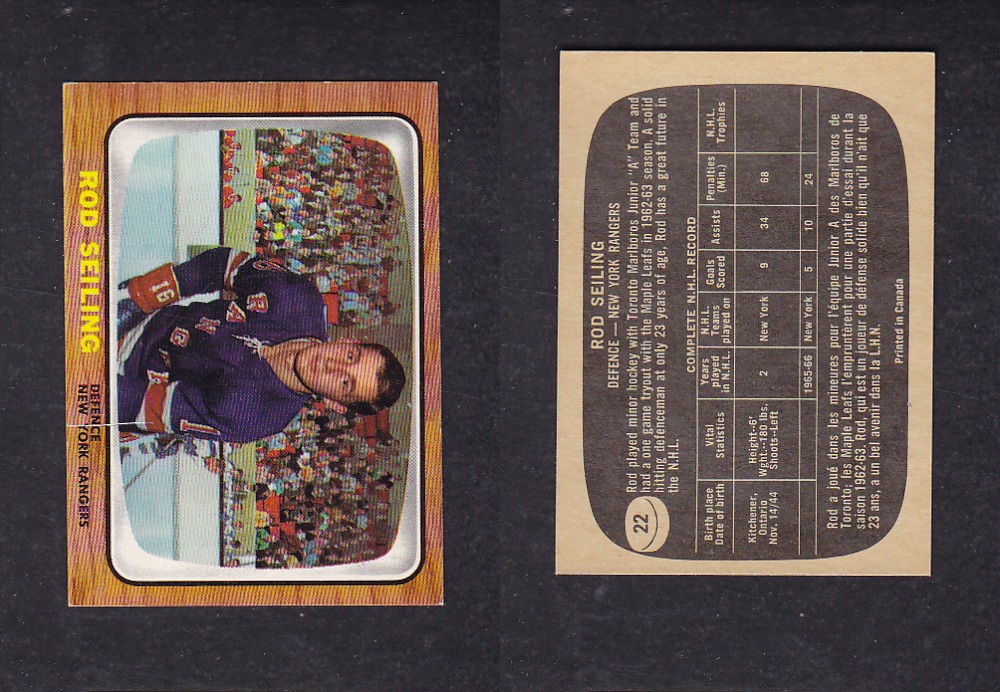 1966-67 TOPPS HOCKEY CARD #22 R. SEILING photo 1966-67 TOPPS HOCKEY CARD #22 R. SEILING photo