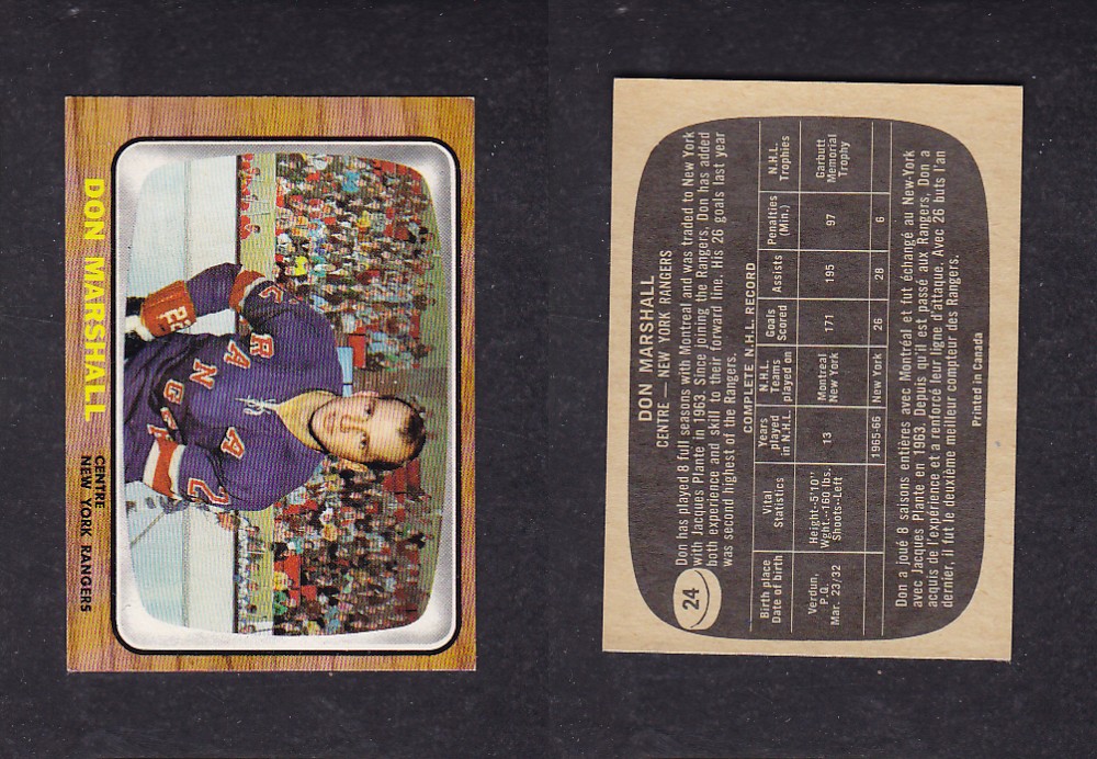 1966-67 TOPPS HOCKEY CARD #24 D. MARSHALL photo 1966-67 TOPPS HOCKEY CARD #24 D. MARSHALL photo