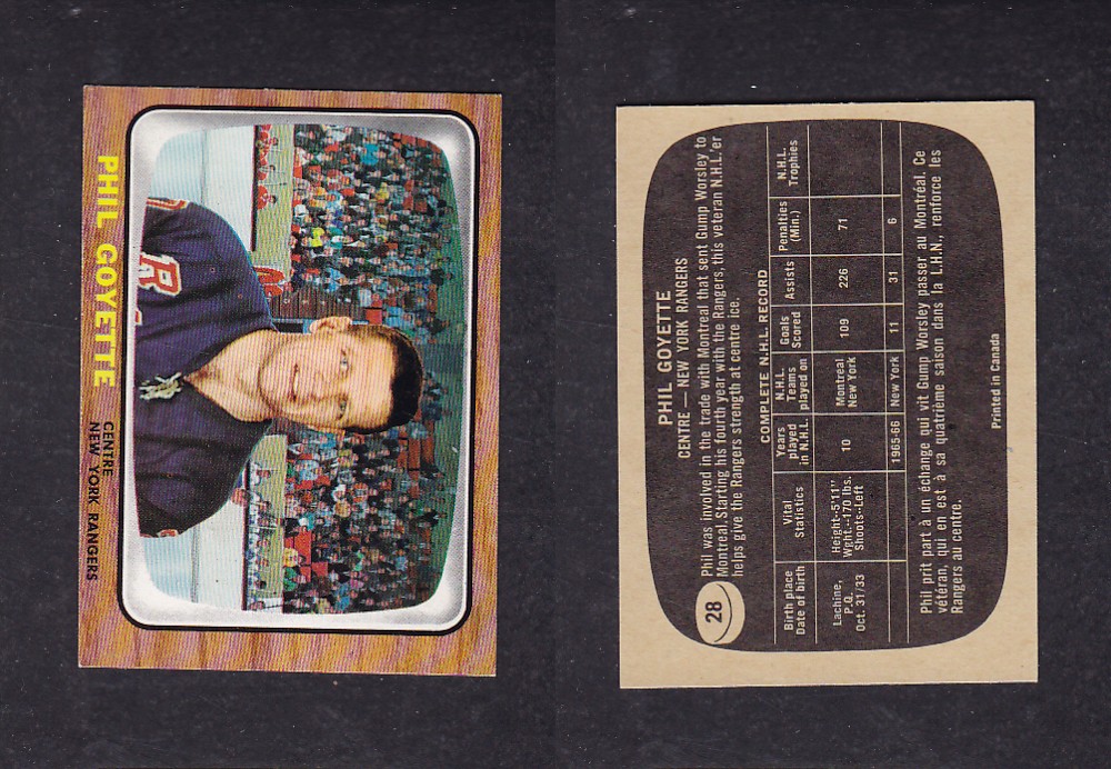 1966-67 TOPPS HOCKEY CARD #28 P. GOYETTE photo 1966-67 TOPPS HOCKEY CARD #28 P. GOYETTE photo
