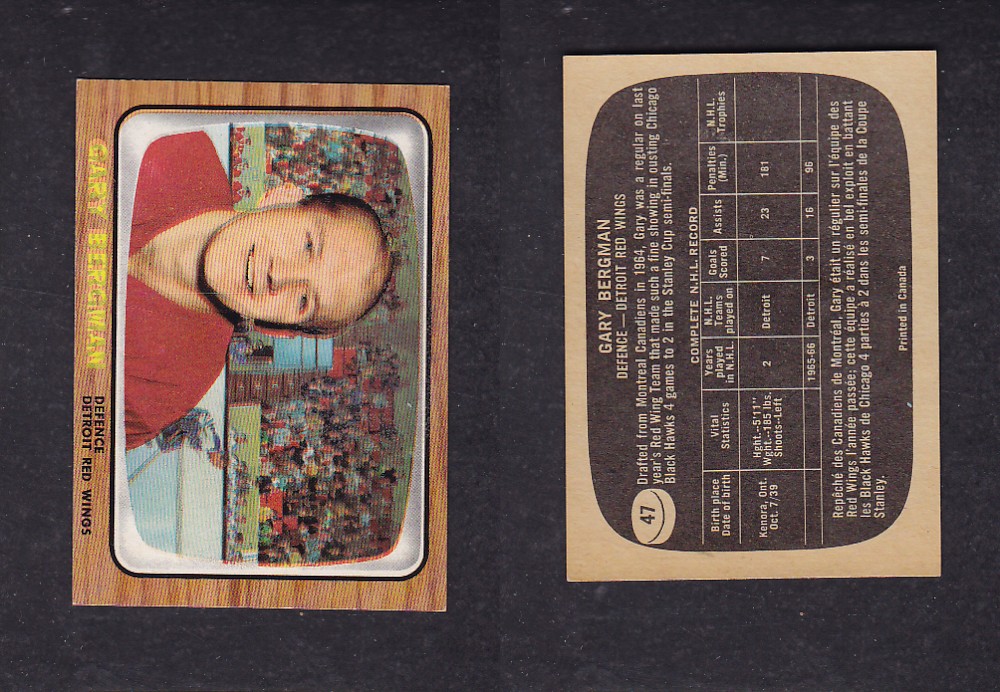 1966-67 TOPPS HOCKEY CARD #47 G. BERGMAN photo 1966-67 TOPPS HOCKEY CARD #47 G. BERGMAN photo