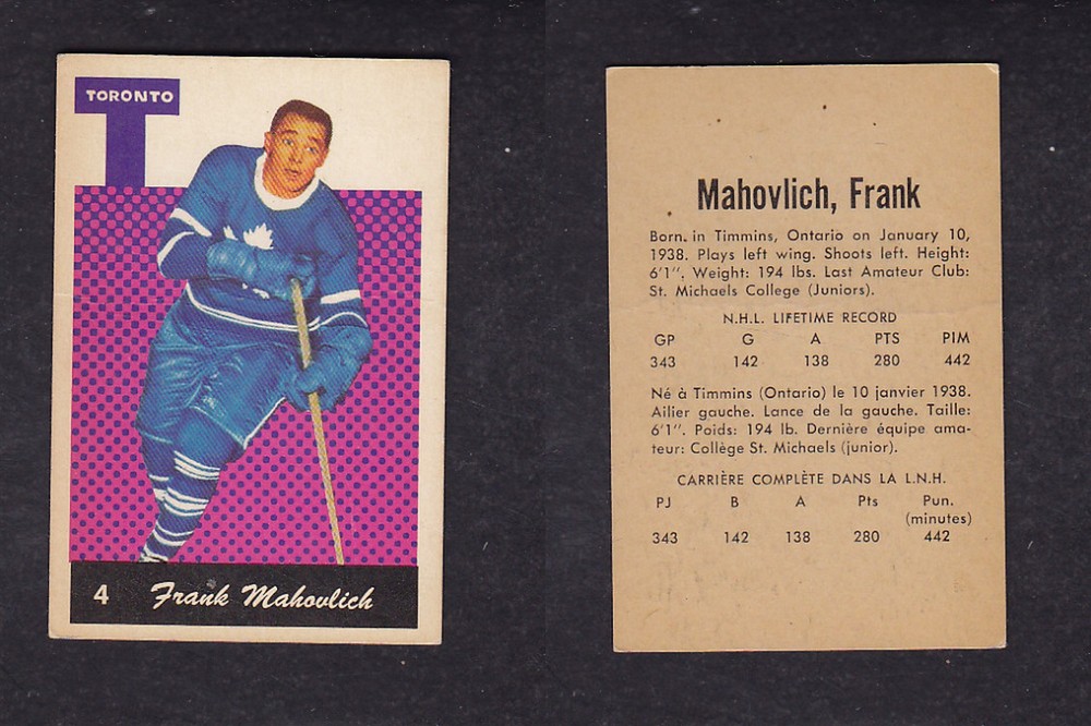 1962-63 PARKHURST HOCKEY CARD #4 F. MAHOVLICH photo 1962-63 PARKHURST HOCKEY CARD #4 F. MAHOVLICH photo
