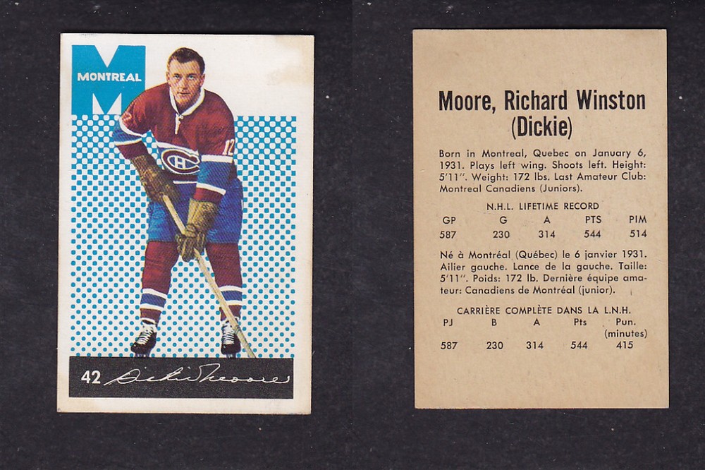 1962-63 PARKHURST HOCKEY CARD #42 R. MOORE photo 1962-63 PARKHURST HOCKEY CARD #42 R. MOORE photo