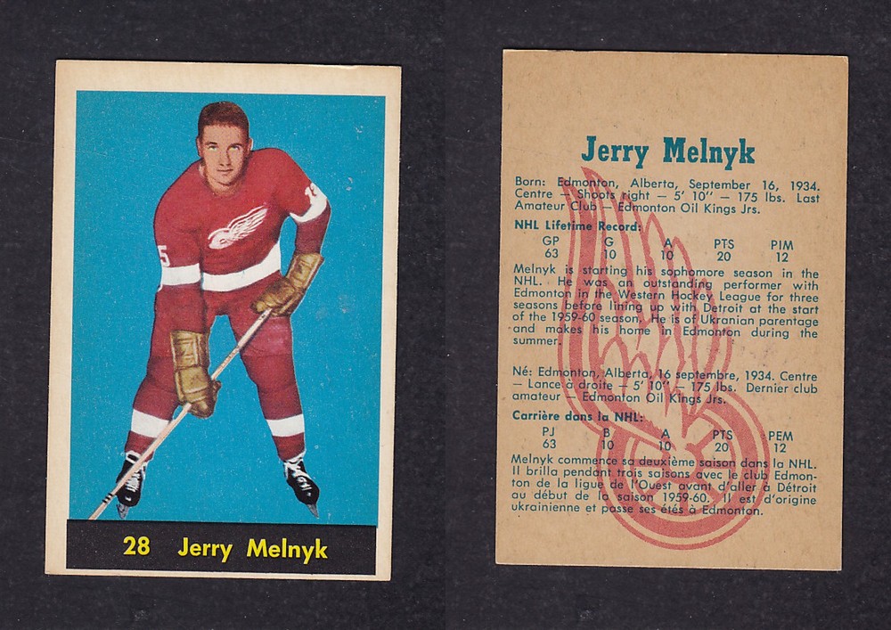 1960-61 PARKHURST HOCKEY CARD #28 J. MELNYK photo 1960-61 PARKHURST HOCKEY CARD #28 J. MELNYK photo