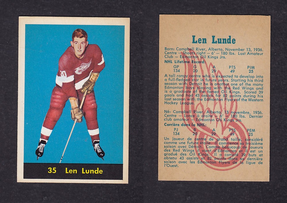1960-61 PARKHURST HOCKEY CARD #35 L. LUNDE photo 1960-61 PARKHURST HOCKEY CARD #35 L. LUNDE photo