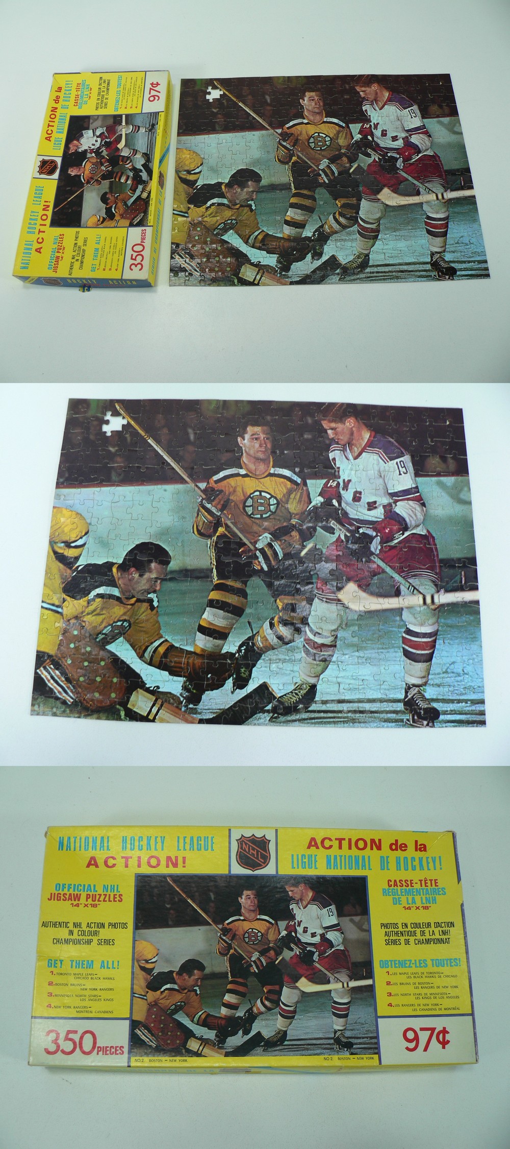 1967-68 JIG-SAW NY RANGERS VS BOSTON BRUINS PUZZLE AND BOX photo 1967-68 JIG-SAW NY RANGERS VS BOSTON BRUINS PUZZLE AND BOX photo
