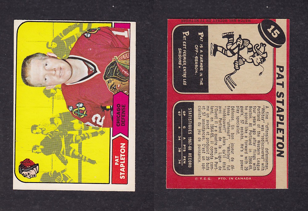 1968-69 O-PEE-CHEE HOCKEY CARD #15 P. STAPLETON photo 1968-69 O-PEE-CHEE HOCKEY CARD #15 P. STAPLETON photo