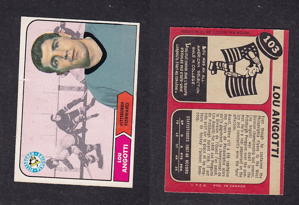 1968-69 O-PEE-CHEE HOCKEY CARD #103 L. ANGOTTI photo 1968-69 O-PEE-CHEE HOCKEY CARD #103 L. ANGOTTI photo