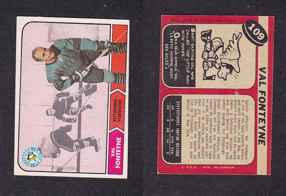 1968-69 O-PEE-CHEE HOCKEY CARD #109 V. FONTEYNE photo 1968-69 O-PEE-CHEE HOCKEY CARD #109 V. FONTEYNE photo