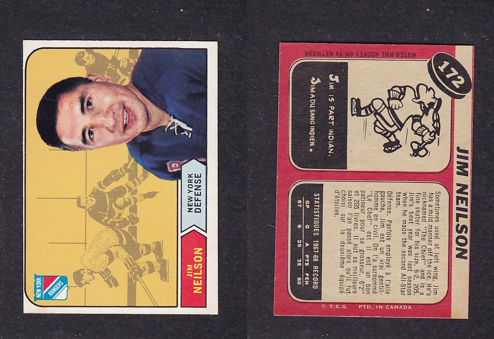 1968-69 O-PEE-CHEE HOCKEY CARD #172 J. NEILSON photo 1968-69 O-PEE-CHEE HOCKEY CARD #172 J. NEILSON photo